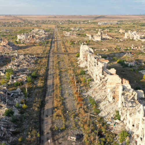 Orașul Mariinka, devastat în urma luptelor dintre Rusia și Ucraina