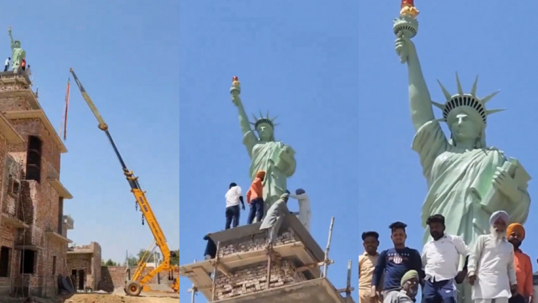 Indianul care și-a pus o replică a Statuii Libertății de peste 5 metri pe acoperișul casei sale din Punjab a devenit viral. Aflați cine este proprietarul și care este motivul pentru care a creat acest simbol.
